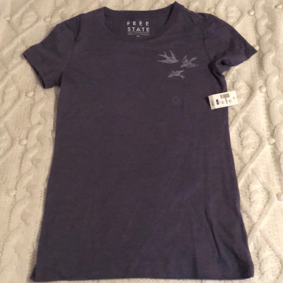Free State purple T-shirt with birds - Picture 1 of 2